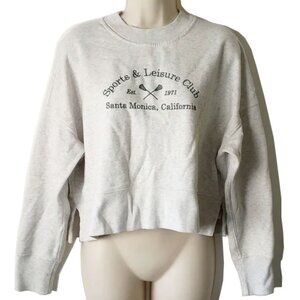 A&F Crop Sweatshirt S Gray Green Santa Monica Sports Leisure Club 1971